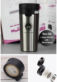 Resim İnox Mug Termos 12 Saate Kadar Sıcak Soğuk Tutma Filtreli Çift Katmanlı Sus 304 380ml Gri 