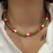Resim Kadınlar için Yeşil ve Kırmızı Boyutlu Kavite Zincir, Partiler ve Müzik Festivalleri için İdeal, Çok Yönlü Moda Aksesuarı 