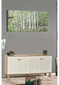 Resim Lidya Konsol 4 Kapaklı Atlantik Çam Krem Ahşap Görünümlü Ayaklı 180x80x44 Cm 