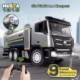 Resim Huına 1316 1/18 Rc Sis Püskürtme Kamyonu İş Makinesi Uzaktan Kumandalı Rc Model - 2.4ghz Gerçekçi Similasyon Ses Ve Işık Sistemi 