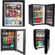 Resim ISM Minibar Şarap ve İçecek Soğutucu Mini Buzdolabı Cam Kapılı Sessiz Otel Tipi, Şık Siyah Tasarım 