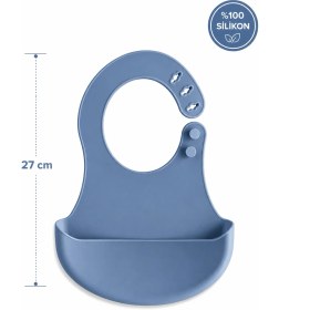 Resim Siliconly Bpa Içermeyen %100 Silikon Bebek Mama Önlüğü Kaydırmaz Cepli Bebek Önlüğü 