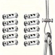 Resim 12 Adet Dayanıklı Metal Tel Halat Kilitleme Klipsleri, Vidalı Ayarlanabilir Asma Klipsler, 1-2mm Kablo için Uygun, Tatil Süslemeleri ve Dış Mekan Kamp Kilitleri için Mükemmel, Eşyaları Asmak İçin Dış Mekan Kanca 