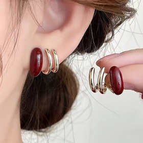 Resim 1 Çift Şarap Kırmızısı Sonbahar ve Kışa Uygun Benzersiz Küpeler, Kadınlar için Tatil Hediyesi Olarak Giyilebilecek Yüksek Kaliteli ve Niche Kulak Süsleri 