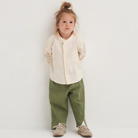 Resim Unisex Çocuk Organik Pamuk Pantolon Açık Haki - 3-4 Yaş 