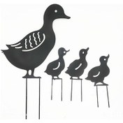 Resim Dianziye Bahçe Dekoru Metal Ördek Ailesi - 4 Parça, Dış Mekan Süsleme İçin Dayanıklı Ve Şık 