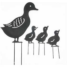 Resim Dianziye Bahçe Dekoru Metal Ördek Ailesi - 4 Parça, Dış Mekan Süsleme İçin Dayanıklı Ve Şık 