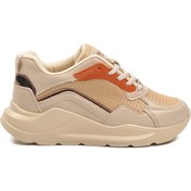 Resim AYAKMOD Bej Turuncu Kalın Taban Bağcıklı Kadın Spor Ayakkabı 051 G 