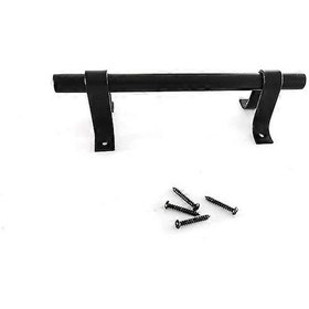 Resim Sürgülü Kapı Kolu, 200 Mm Uzunluğunda Siyah Masif Karbon Çelik Kapı Kolu, Mutfak Kapısı İçin Sürgülü Kapı Kolu 