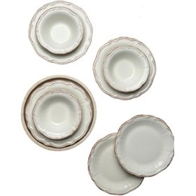 Resim Tabak Evi Stoneware Antik 6 Kişilik 24 Parça Yemek Takımı Karışık Desenli 