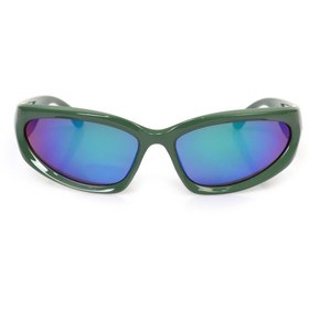 Resim TomyHelf Bisikletçi Gözlüğü Yeşil Çerçeve Mavi Aynalı Rüzgar Korumalı 