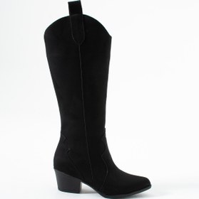 Resim Gökçe Shoes Darolin Siyah Süet Kadın Western Topuklu Çizme 