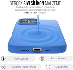Resim Babilden iPhone Kılıf İnce Sıvı Silikon 3 Katmanlı Tam Kaplamalı Yumuşak Jel Kauçuk Kılıf Kapak (Mavi, iPhone 16 Pro Max) 