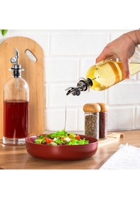 Resim Porsima 3890-1 Gümüş Sızdırmaz Kapaklı Cam 2 Li Yağlık Sirkelik Yağdanlık Seti 500+500 Ml Şeffaf- Gümüş 
