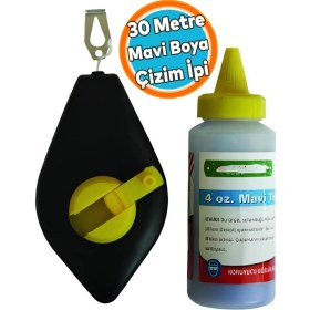 Resim Nzb 30 Metre Plastik Hazneli Boyalı Çırpı Çizim Ipi Inşaat Marangoz Ip Mavi Tebeşir Boya 
