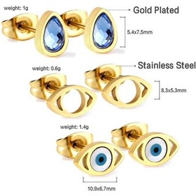Resim Luxusteel 3 Çift Paslanmaz Çelik Top Küpe Kulak Kıkırdak Piercing Seti İmitasyon Rodyumlu 