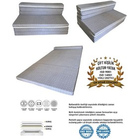 Resim Çift Kişilik Katlanır Koltuk Katlanır Yatak Kanepe Yer Yatağı Çift Kişilik Gri-120x195x8 Cm 
