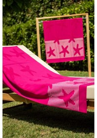 Resim Menderes Home Cotton Collection Bukle Plaj Havlusu Yıldız Fuşya 