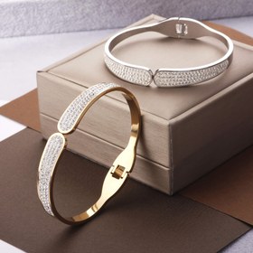 Resim Şık Lüks Paslanmaz Çelik Kadın Bileklik - 18K Altın Kaplama Taşlı Şubat Doğum Ayı Takısı, Sevgililer Günü, Partiler ve Günlük Kıyafetler İçin Işıltılı Hediye 