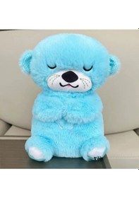 Resim Uyku Arkadaşı Su Samuru Işıklı Hareketli Müzikli Bebek Oyuncaklar Mavi Mavi 