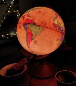 Resim Dünya Küresi -30 cm çaplı Işıklı- Yerküre Antik-Siyasi Dekoratif Eğitici Yer Küre Globe Ancient 