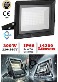 Resim Led Projektör 200 W Beyaz İp 66 Su-toz Geçirmez 14200 Lm Smd Led Yüksek Işık 