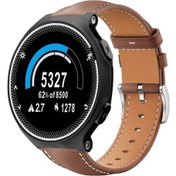 Resim Garmin Forerunner 220/735/735xt / 230/235 İçin 20mm Düz Kafa Siyah Köpekbalığı İnce Tahıl Deri Saat Bandı Kahve 