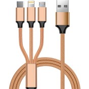 Resim Cable Hızlı Şarj Kablosu Kopmaz 3 Ü 1 Type-C-Micro-Android-Iphon 