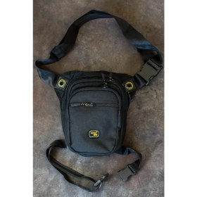 Resim Çok Gözlü Su Geçirmez Unisex Siyah Bel Bacak Omuz Motosiklet Kurye Çantası Bodybag 4962 