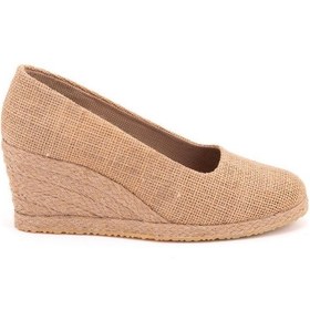 Resim Star Tombis Hasır Hasır Keten Espadril Dolgu Topuk Dolgu1001-2923 Koyu Bej 