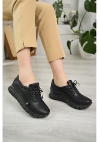 Resim Nesil Shoes Acr 40 Siyah Simli Lastik Bağlı Kadın Ayakkabı-siyah Simli Siyah 