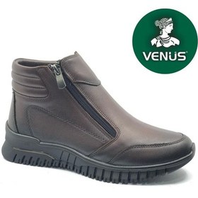 Resim Venüs Ekko Hakiki Deri Düz Kaymaz Taban Ortopedik Kadın Bot Kahverengi 