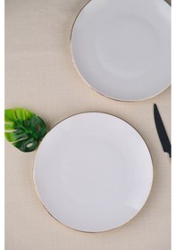 Resim Tabak Evi Porselen Altın Yaldız Pasta Tabağı 20,50cm 2 Li Çok Renkli 