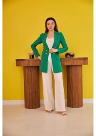 Resim Defymoda Yeşil Blazer Düğmeli Ceket Yeşil 