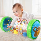 Resim 2 Adet, Bebek Sürünme Oyuncakları - Motor Becerilerini Geliştiren Tamburin ve Toplu Eğlenceli Hayvan Desenli Hediye Seti 