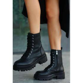 Resim Flona Siyah Cilt Bağcıklı Bot 