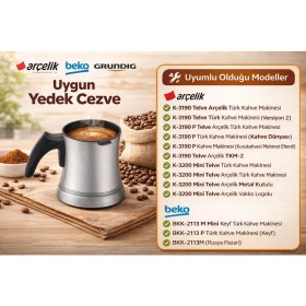 Resim Arçelik K 3190 P Gri Kahve Makınası Orjinal Çezve Seti Çift 
