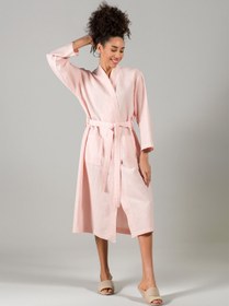 Resim Serenity Yıkanmış Keten Kimono Pembe - Somon / XS 