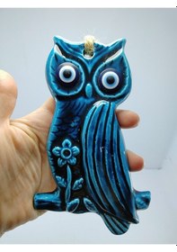 Resim Baykuş Nazar Boncuğu Seramik Duvar Dekoru El Yapımı Hediyelik Eşy 