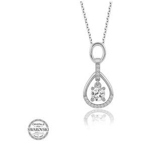 Resim Swarovski Taşlı Gümüş Tektaş Kadın Kolye (551180947) 