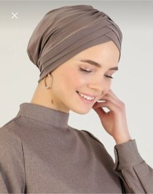 Resim Sahra Şal Dünyası Kadın Çapraz Üç Bantlı Dış Bone Hazır Türban Siyah 
