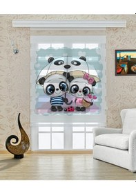 Resim Perdecizade Enxboy Sevimli Pandalar Dijital Baskılı Zebra Perde-cocuk Odası-stor Perde Renkli 