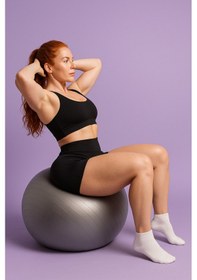 Resim Yeni Nesil Pilates Topu + Pompa Profesyonel Dayanıklı Fitness Yoga Denge Egzersiz Plates Topu 85 Cm Mavi 