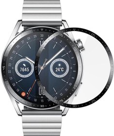 Resim Huawei Watch GT3 46mm Tam Kaplayan Temperli Cam Full Ekran Koruyucu Siyah 