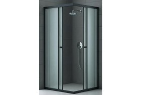 Resim Durul Duşakabin Kare Siyah Profil Buzlu Cam 