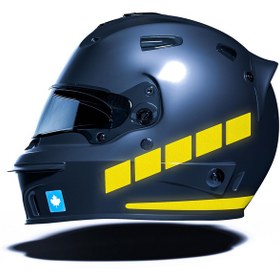 Resim Şerit Tasarımlı Reflektif Sarı Motosiklet Kask Sticker Çınar Extreme 