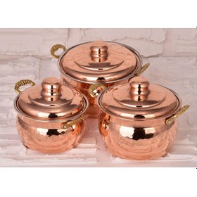 Resim Cobper Premium Collection Bakır Mini Güveç 3'lü Tencere Seti 