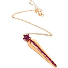 Resim Pembe Zirkon Taşlı Yıldız Figürlü Gümüş Üzerie Rose Altın Kaplama 