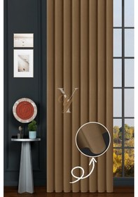 Resim İpek Kadife Fon Perde V-05 Açık Kahve Açık Kahve 