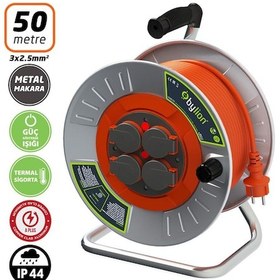Resim Bylion Mmp50325f Metal Gövde Makaralı Kablo 3x2.5mm - 50 Mt 50 M 